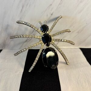 Spider Black Widow Black & Clear Rhinestone Vintage Pin Brooch Pin